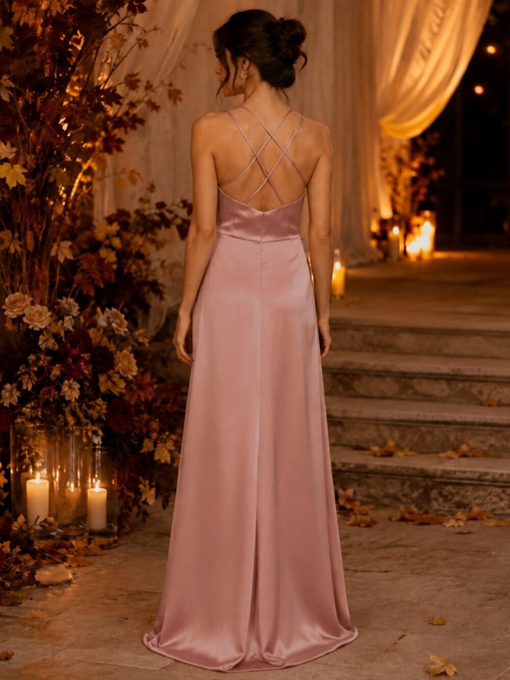 Amsale Kelani Rose Pink Satin Gown 8 NWT Open Back Formal Wedding Bridesmaid - Picture 3 of 5